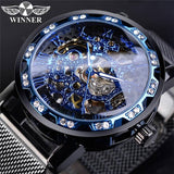 1pc Men's Fashion Rhinestone Mechanical Watch