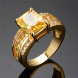 Women's Elegant Ring 18k Gold Plated Inlaid Large Rectangle Cut Zircon Multi Colors