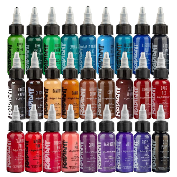 Amazon.com: RADIANT COLORS 10 Color Tattoo Ink Set 1oz Bottles Kit Pigment  Made in USA : Beauty & Personal Care
