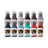 WORLD FAMOUS TATTOO INK 12 COLOR CHRIS RIGONI SHAPES AND SHADOWS SET 1OZ