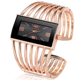 Luxury Womens Watches Analog Quartz Wrist Watch Rectangular Cuff Bracelet