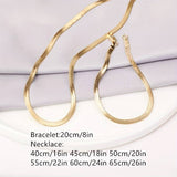 Women's 1 Necklace + 1 Bracelet Jewelry Set 18k Plated Trendy Snake Chain