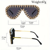 Men's Punk Exaggerated Cool Large Frame One-piece fashion glasses With Big Flash Rhinestone Metal Frame