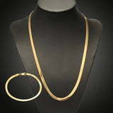 Women's 1 Necklace + 1 Bracelet Jewelry Set 18k Plated Trendy Snake Chain