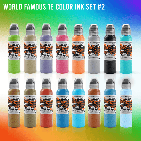 WORLD FAMOUS TATTOO INK 16 COLOR SET 2