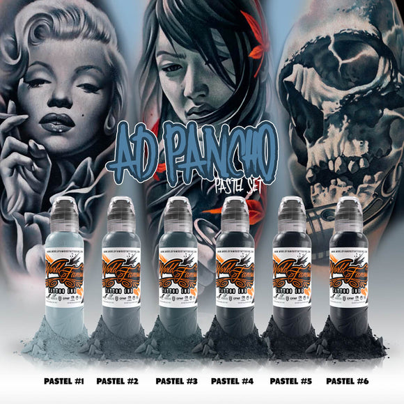 WORLD FAMOUS TATTOO INK A.D. PANCHO PASTEL GREYS SET